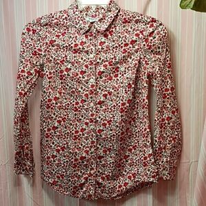 Old Navy Red and Brown Floral Shirt